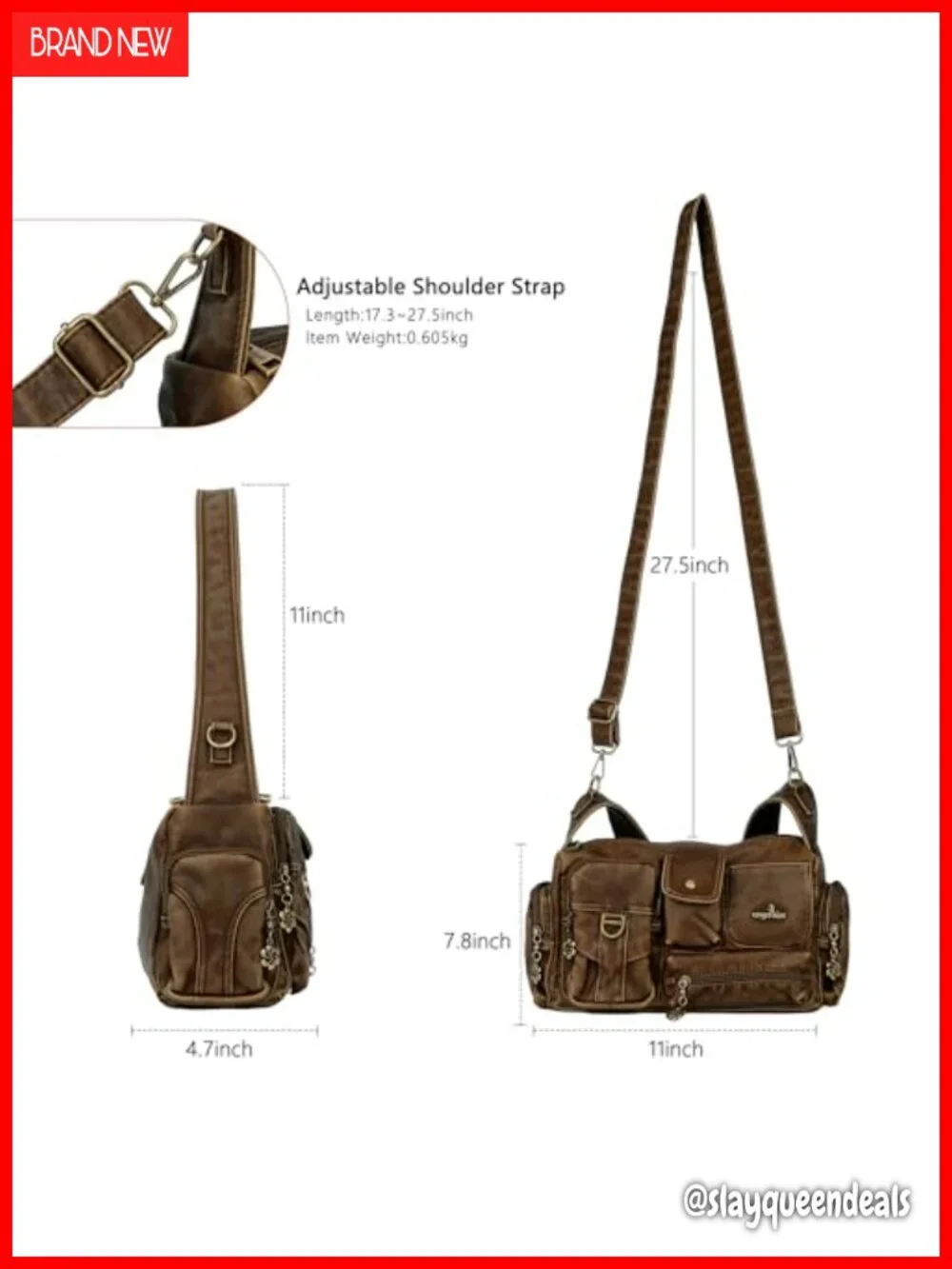 Vintage Hobo Shoulder Bag Crossbody with Adjustable Strap